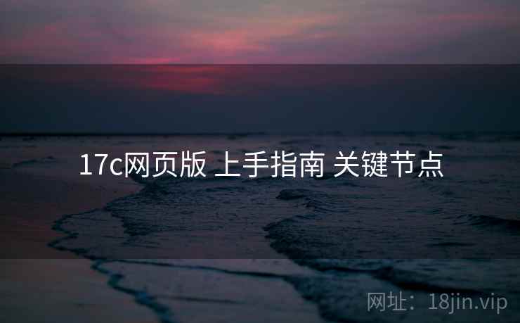 17c网页版 上手指南 关键节点