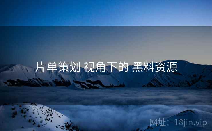 片单策划 视角下的 黑料资源